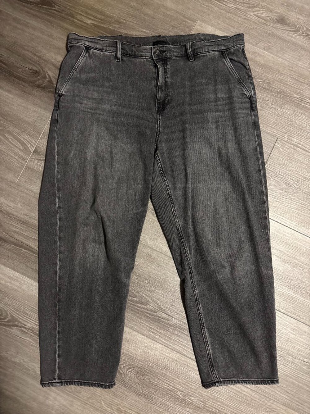Black Uniqlo Drawstring Barrel Jeans